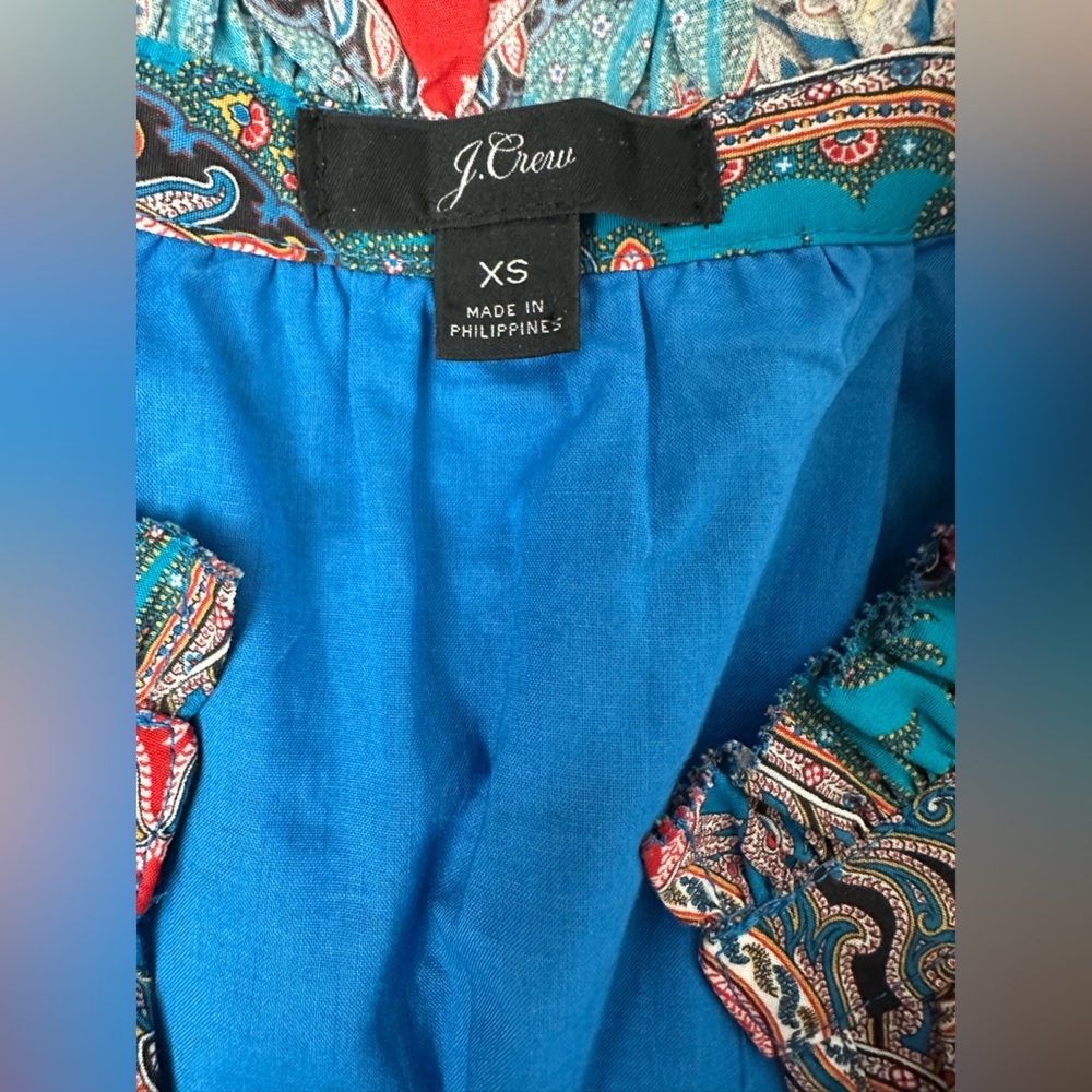 J Crew Rebecca Tiered Poplin Ratti Mediterranean Paisley Print Dress Size XS - Picture 9 of 10